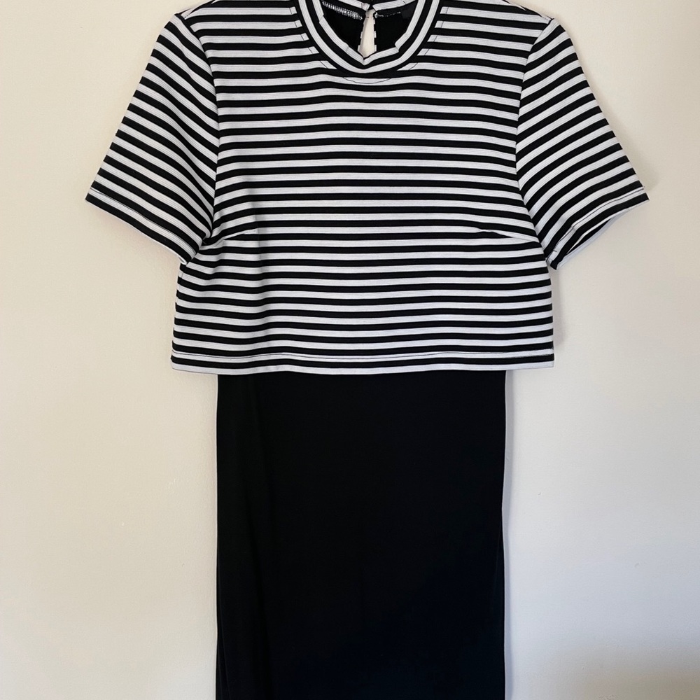 Striped mock neck dress